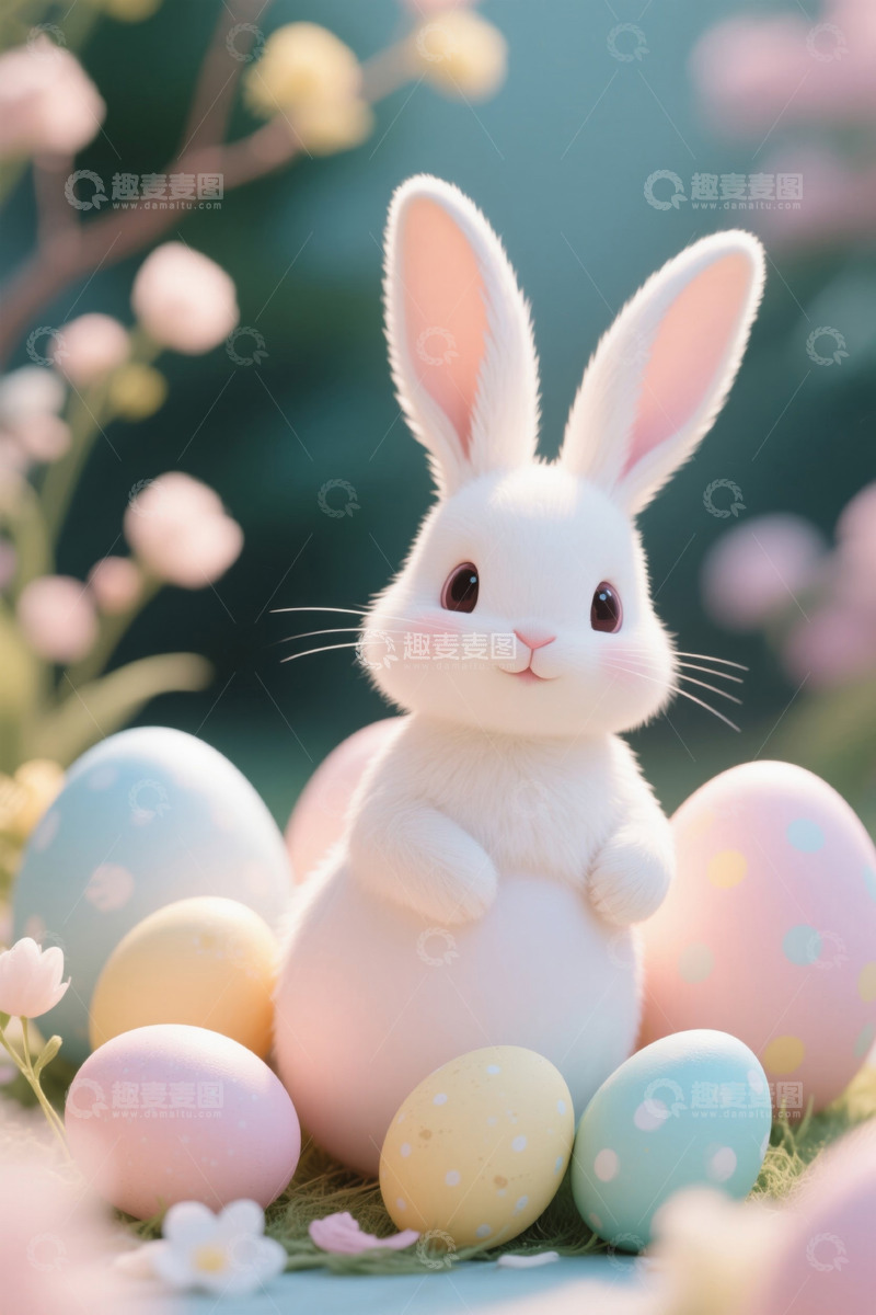 高清大图下载【趣麦麦图】复活节兔子与彩蛋