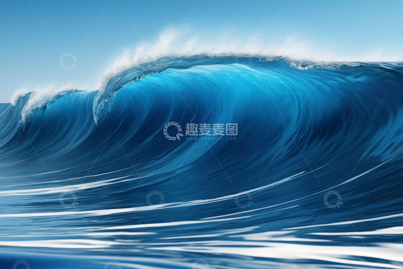 高清大图下载【趣麦麦图】蓝色大海中的波浪景象