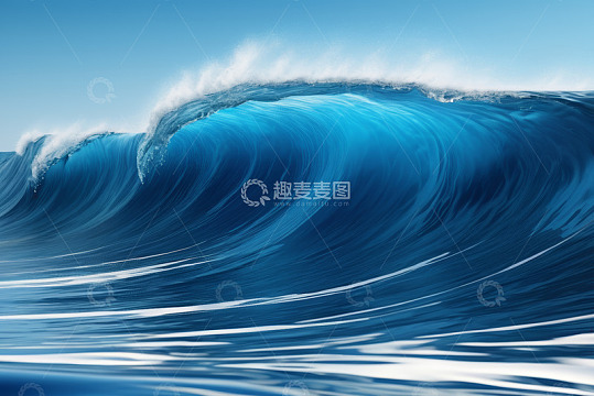 蓝色大海中的波浪景象