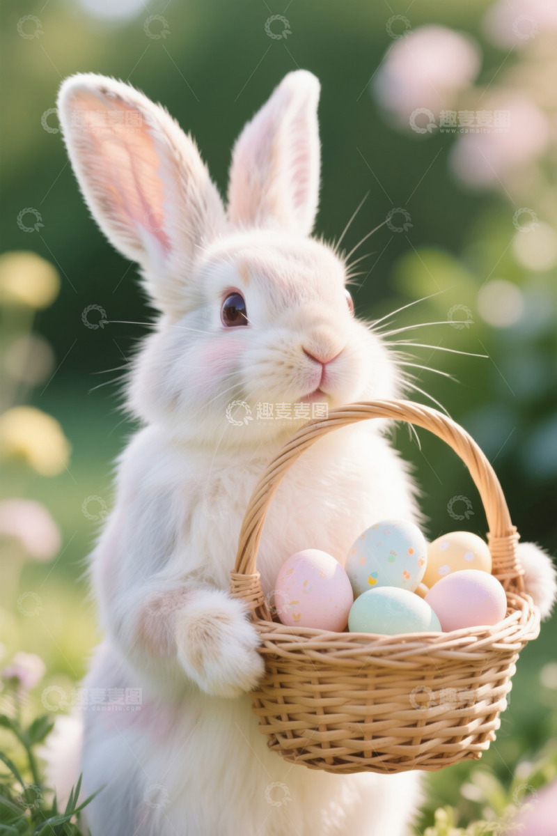 高清大图下载【趣麦麦图】白兔持篮与彩蛋