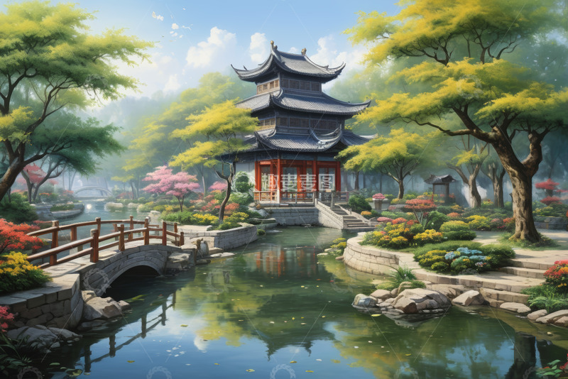 高清大图下载【趣麦麦图】中式园林古风建筑景观