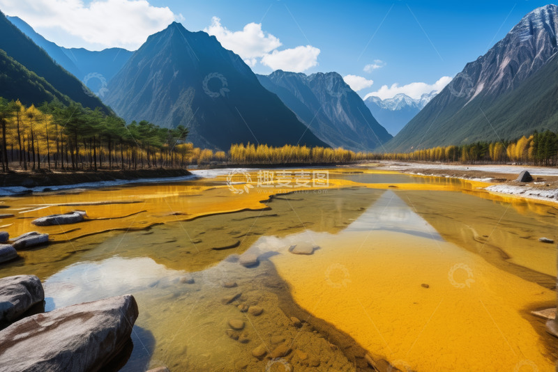 高清大图下载【趣麦麦图】山间河流自然风光全景