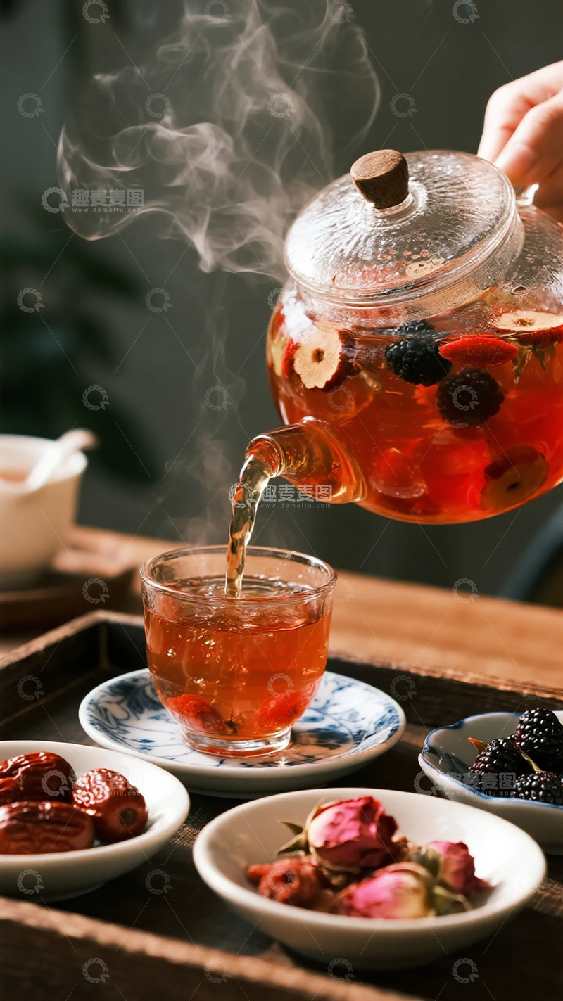 高清大图下载【趣麦麦图】茶韵水果茶温馨生活场景
