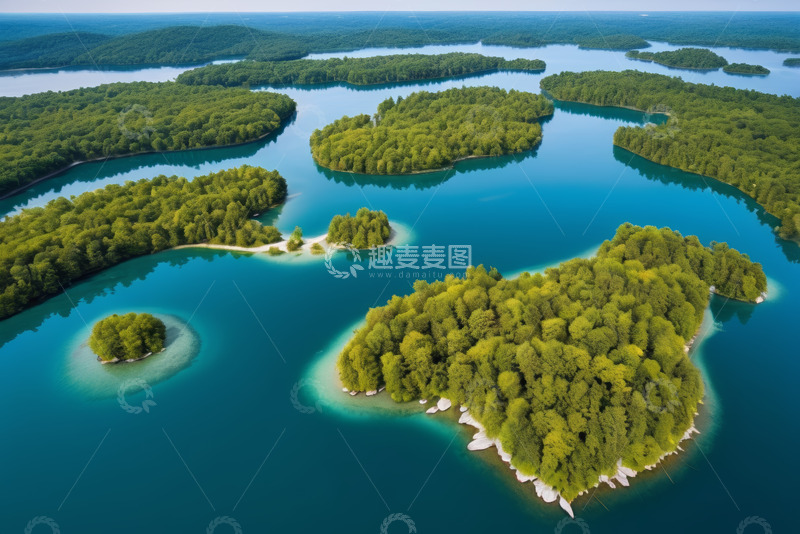 高清大图下载【趣麦麦图】森林湖泊鸟瞰全景