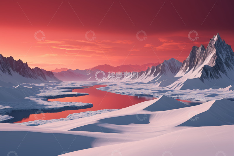 高清大图下载【趣麦麦图】雪山湖泊壮丽自然风光