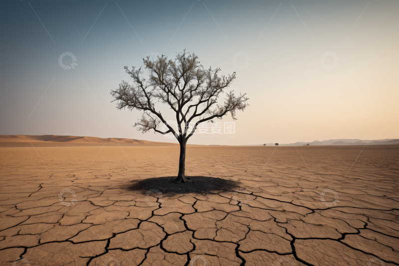 高清大图下载【趣麦麦图】沙漠中孤独的树木景观