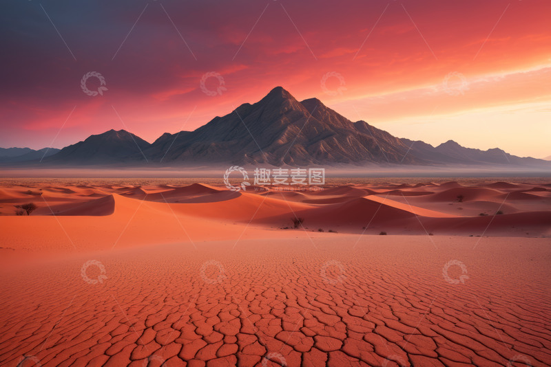 高清大图下载【趣麦麦图】沙漠山脉黄昏自然风光
