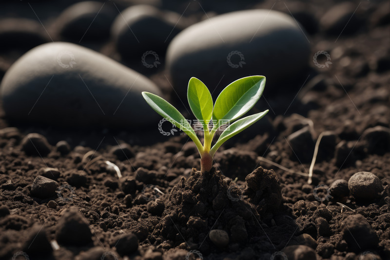 高清大图下载【趣麦麦图】破土而出的嫩绿植物幼苗