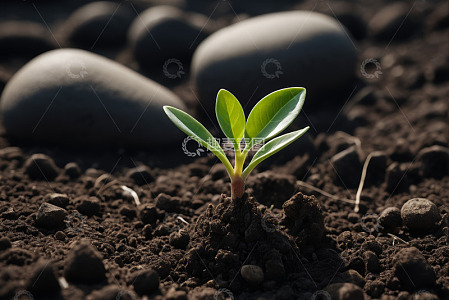 破土而出的嫩绿植物幼苗