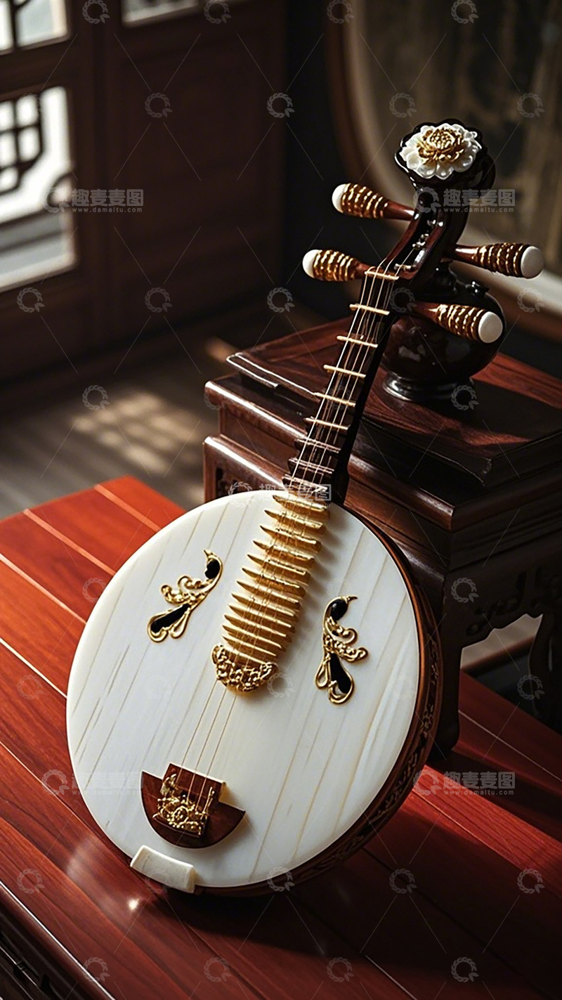 高清大图下载【趣麦麦图】古典乐器琵琶特写