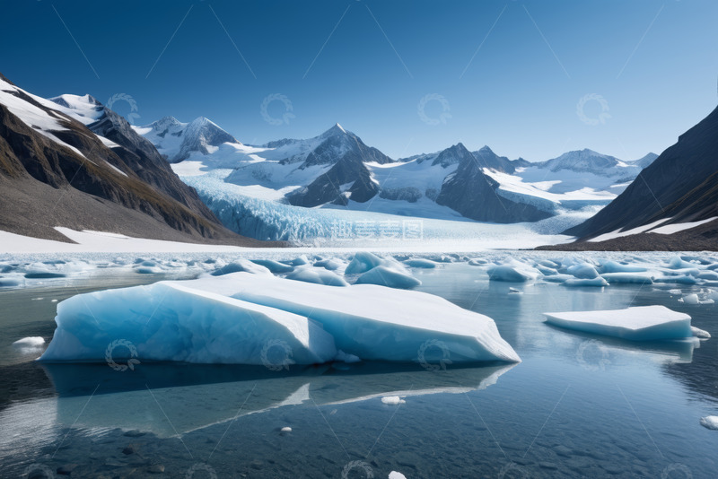 高清大图下载【趣麦麦图】冰川湖泊与漂浮冰块景观