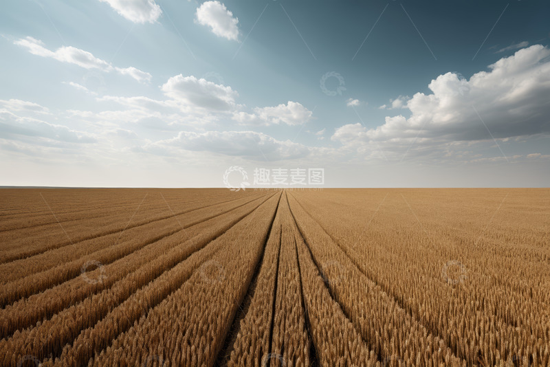 高清大图下载【趣麦麦图】广阔麦田与蓝天白云风景