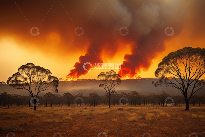 高清大图下载【趣麦麦图】森林野火蔓延景观