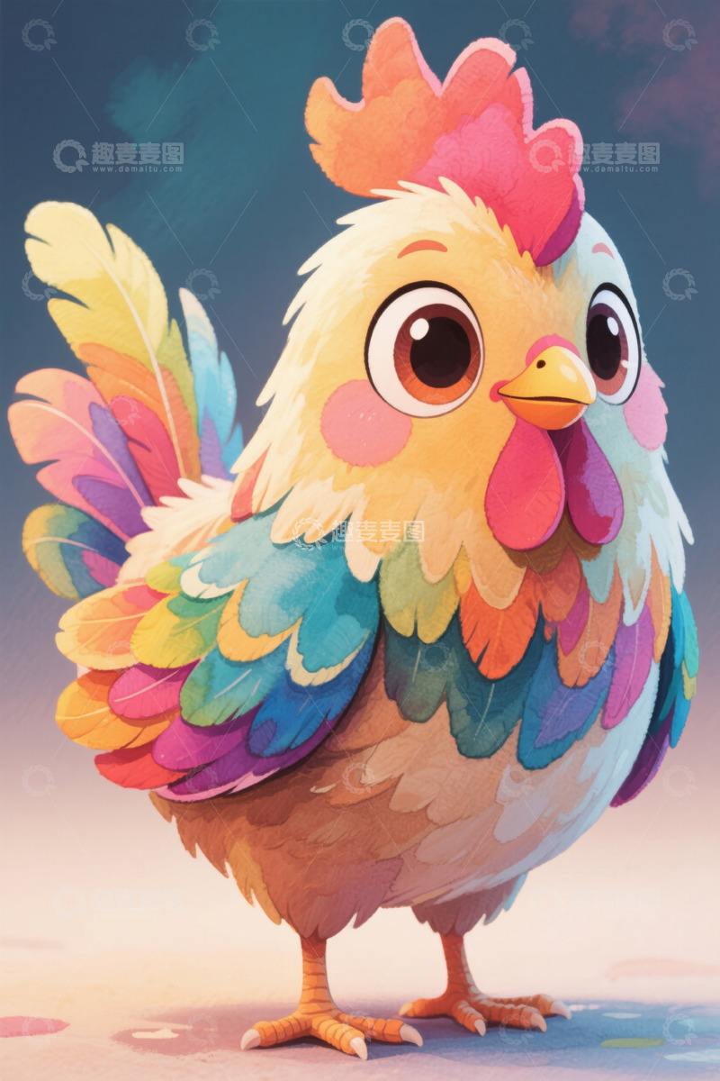 高清大图下载【趣麦麦图】彩色卡通母鸡形象素材