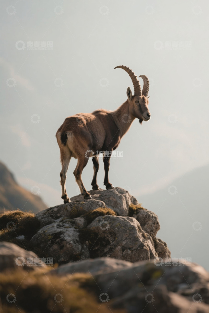 高清大图下载【趣麦麦图】岩石上站立的山羊