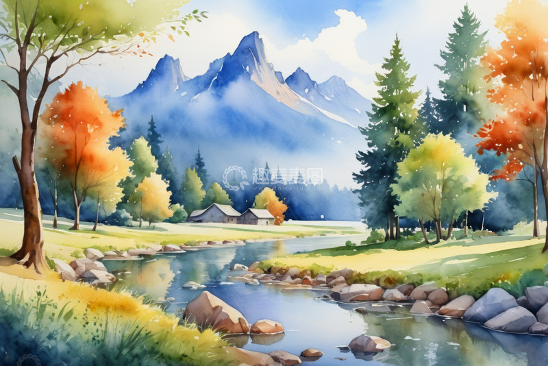 高清大图下载【趣麦麦图】山间森林溪流自然风光