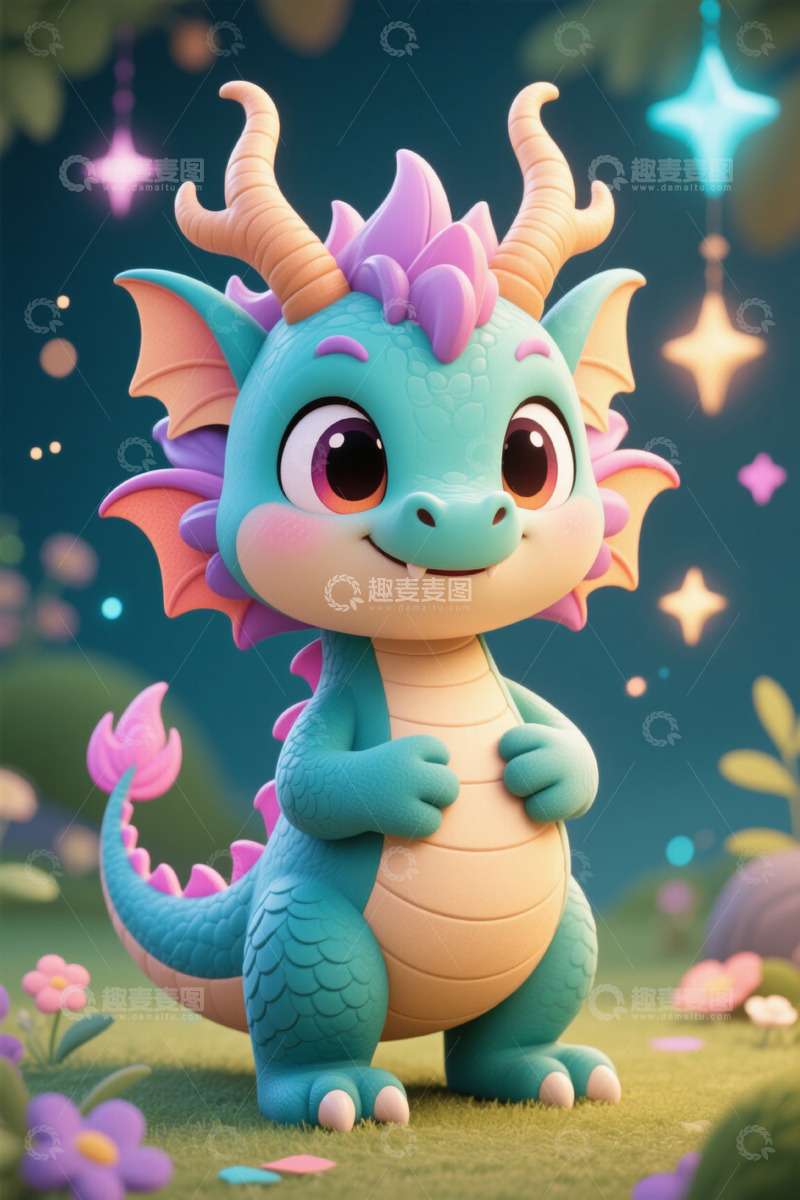 高清大图下载【趣麦麦图】可爱卡通小龙形象素材