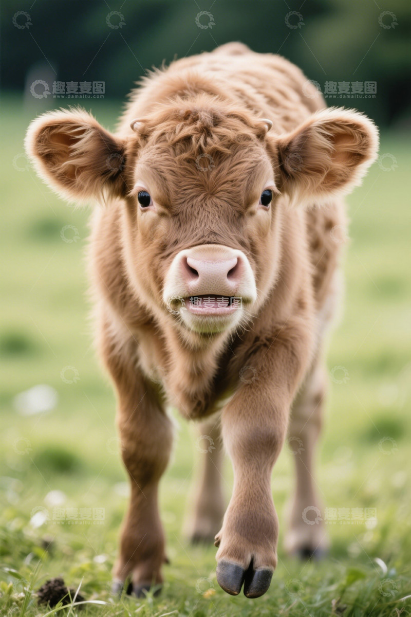 高清大图下载【趣麦麦图】草地上行走的小牛
