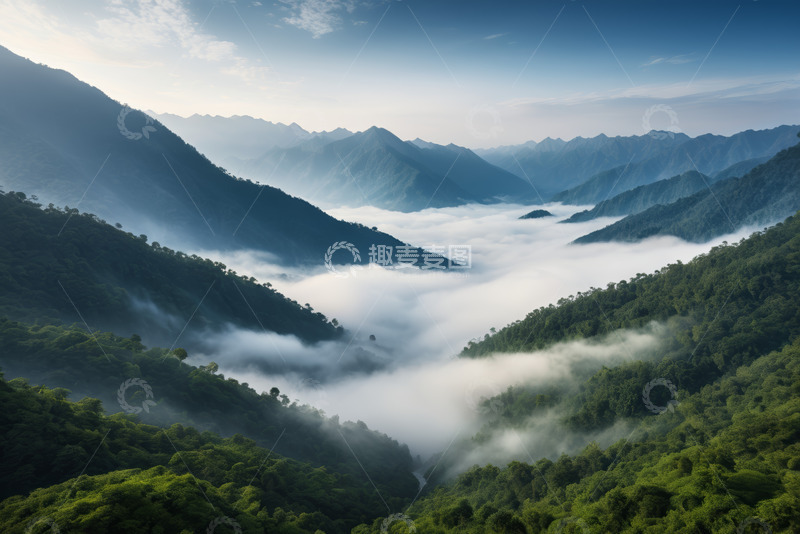 高清大图下载【趣麦麦图】山间云海森林自然风光