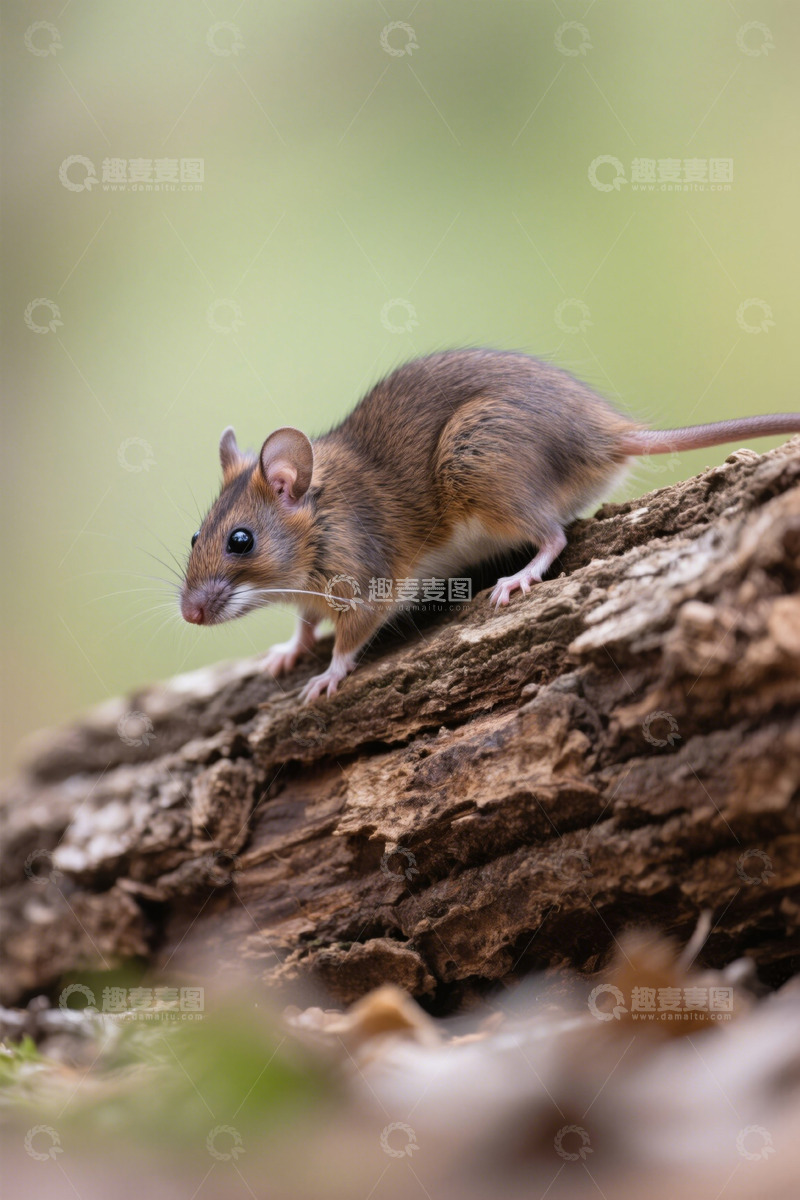 高清大图下载【趣麦麦图】树干上的小老鼠特写