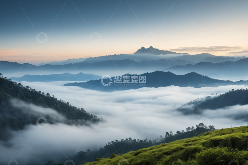高清大图下载【趣麦麦图】山间云海自然风光全景