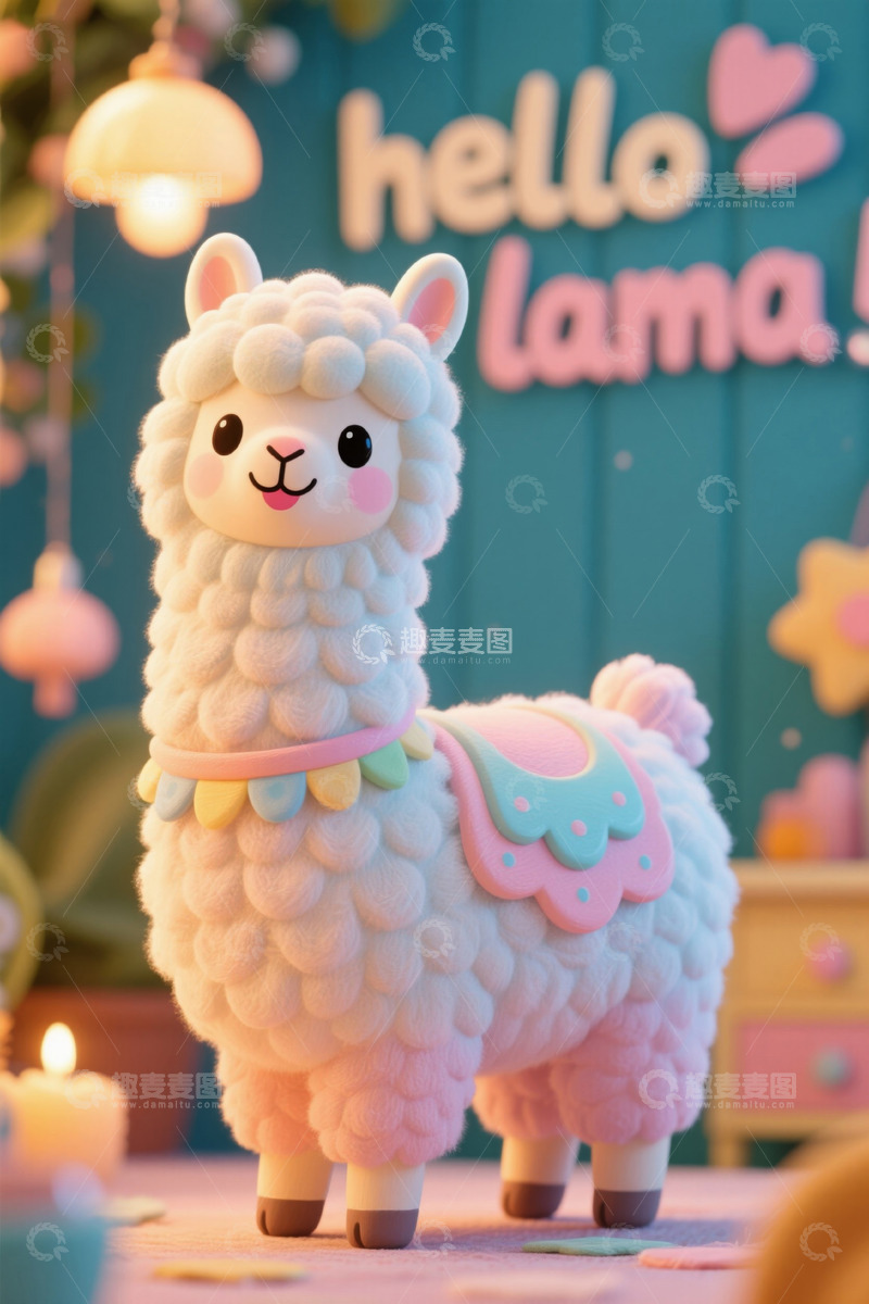 高清大图下载【趣麦麦图】可爱羊驼玩偶摆拍