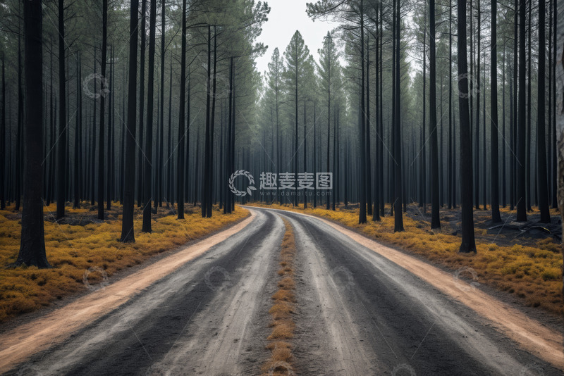 高清大图下载【趣麦麦图】林间蜿蜒道路自然风光