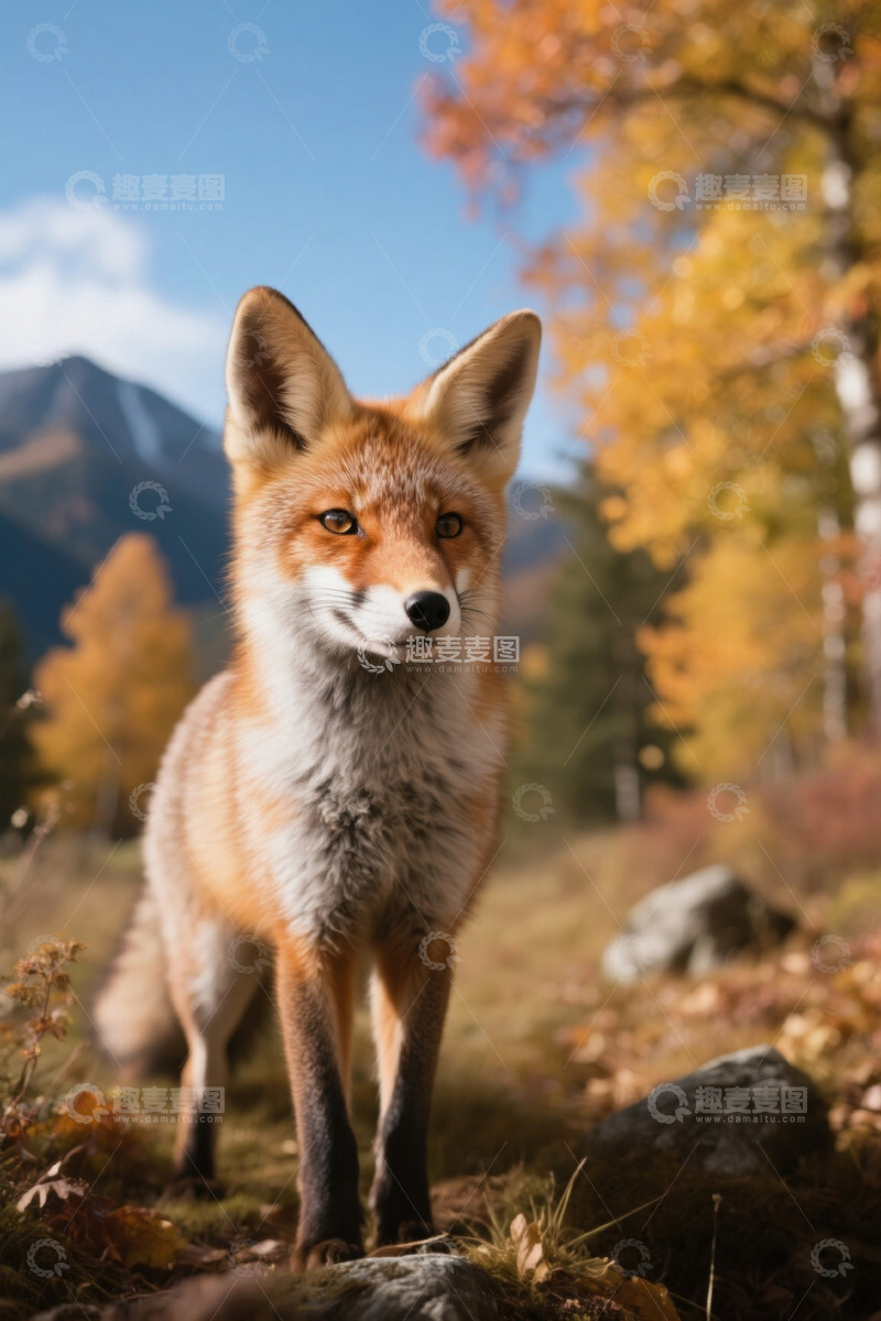 高清大图下载【趣麦麦图】秋日山林中的狐狸特写