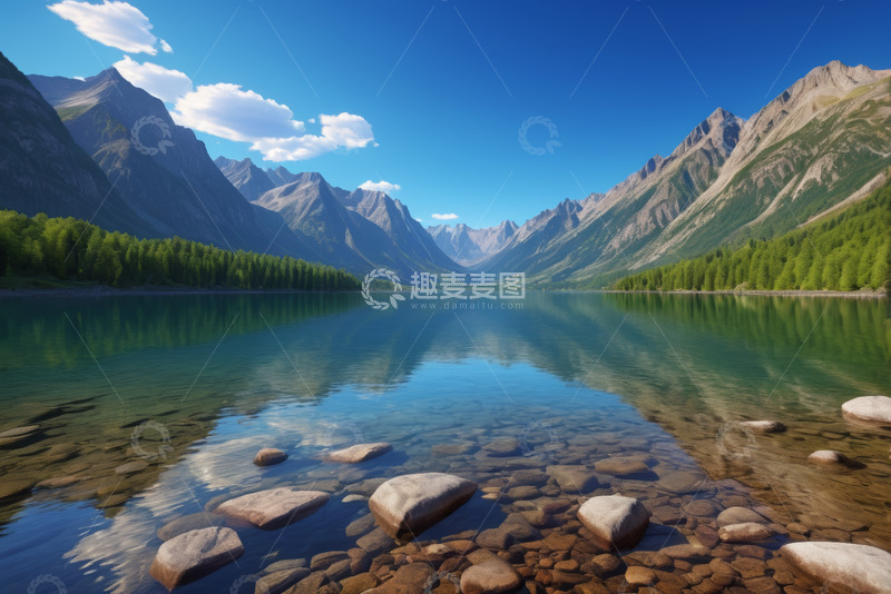 高清大图下载【趣麦麦图】高山湖泊自然风光全景