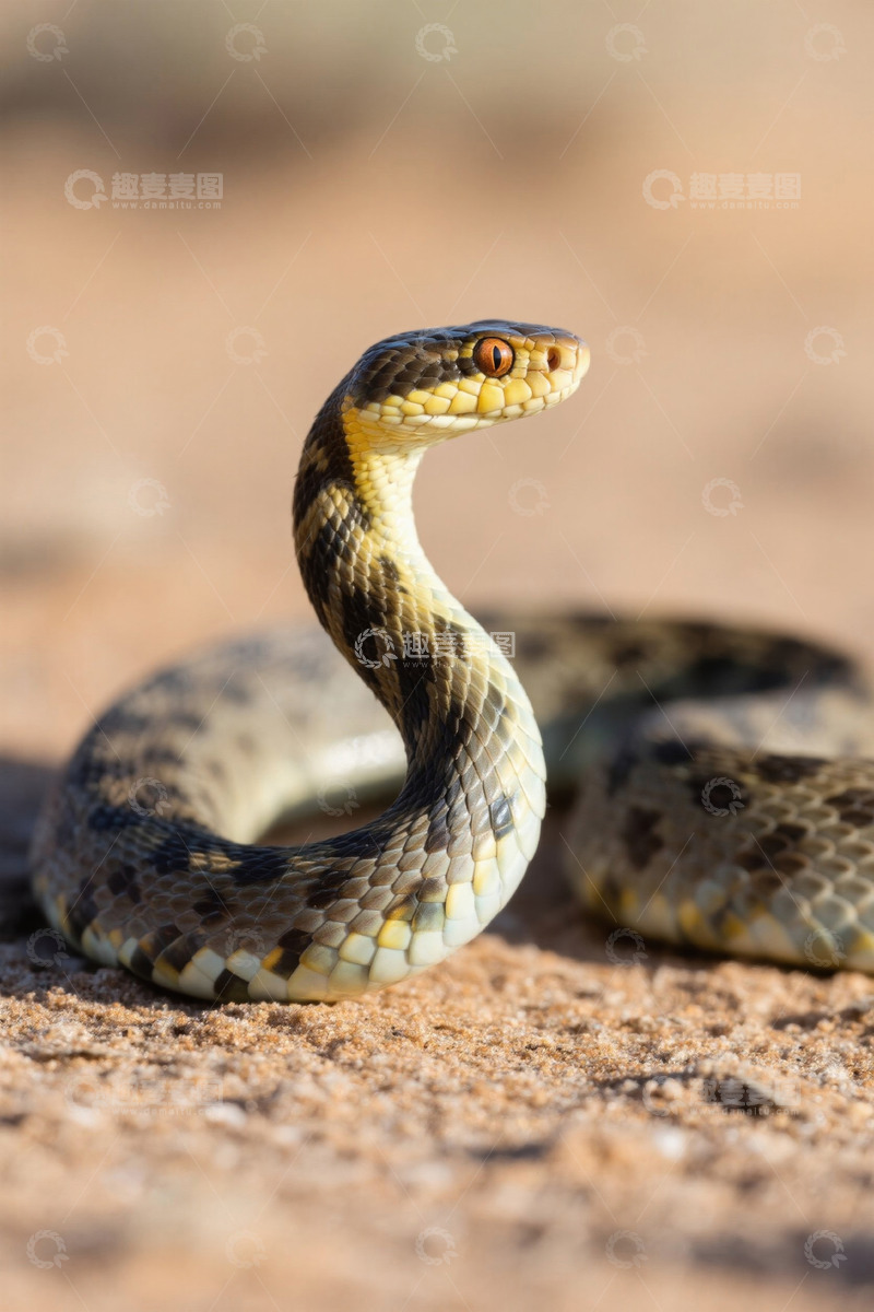高清大图下载【趣麦麦图】沙地上的蛇特写