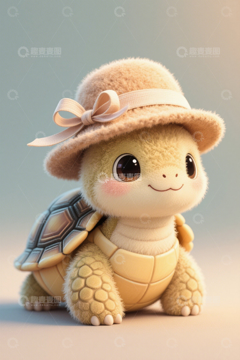 高清大图下载【趣麦麦图】戴帽子的可爱卡通乌龟形象
