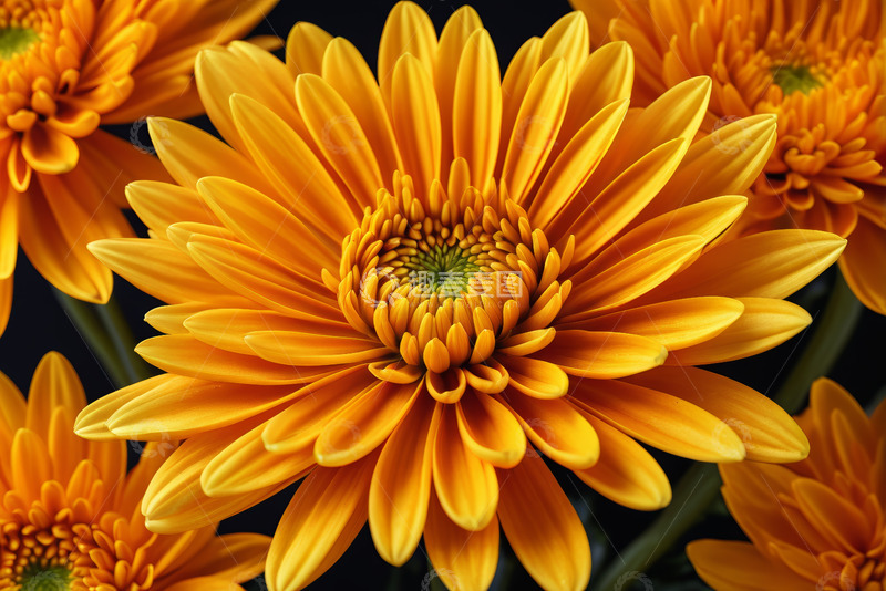 高清大图下载【趣麦麦图】黄色菊花微距特写