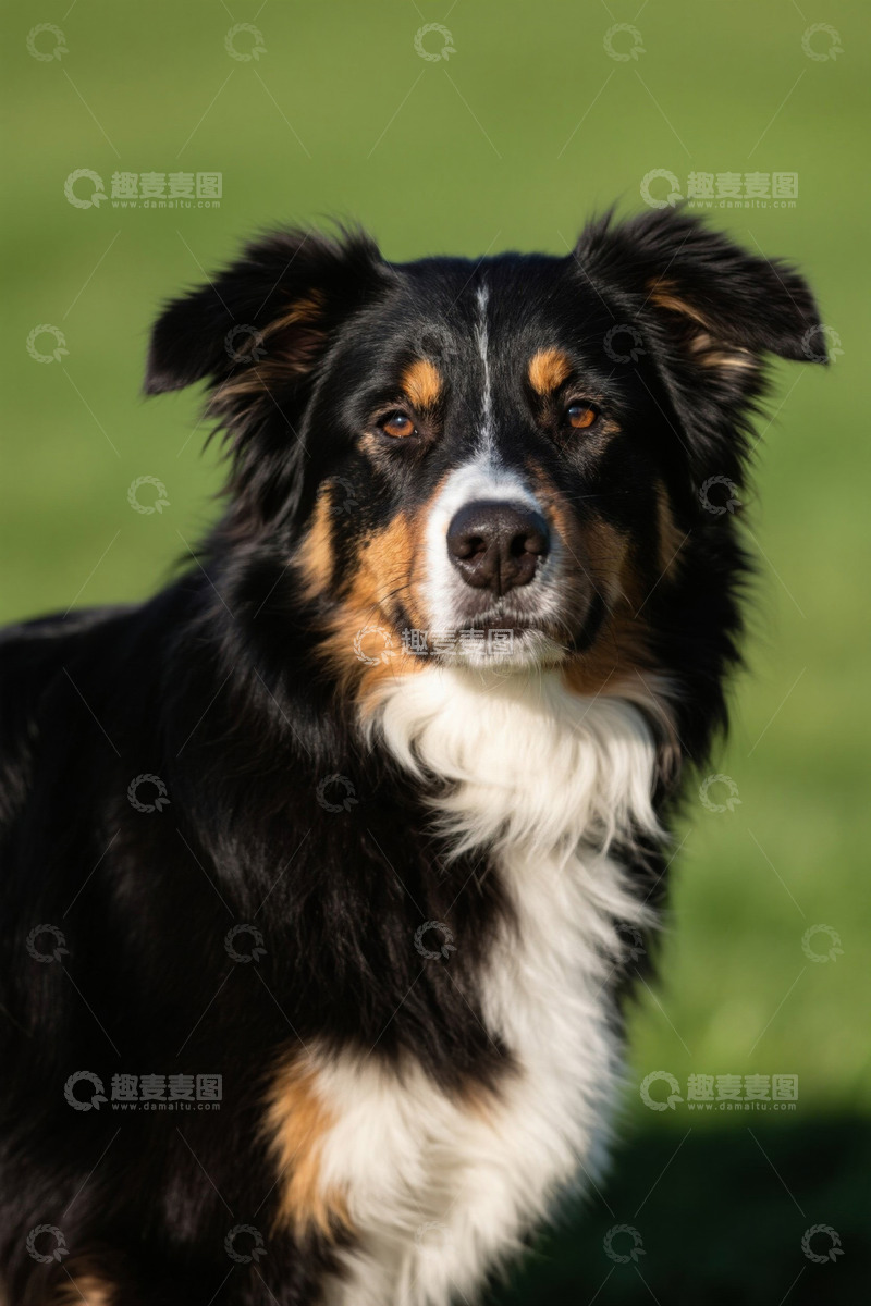 高清大图下载【趣麦麦图】黑棕白三色狗特写