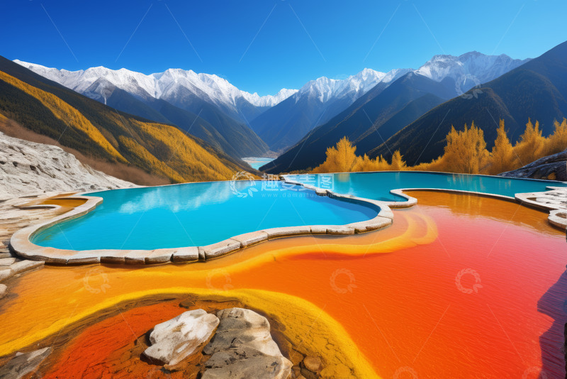 高清大图下载【趣麦麦图】山间五彩池自然风光
