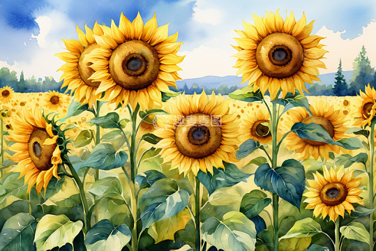 向日葵花田自然风光