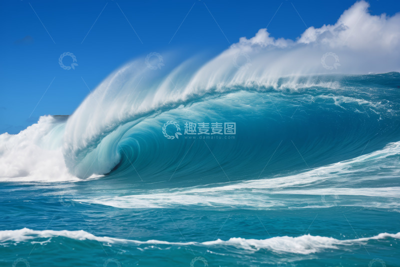 高清大图下载【趣麦麦图】蓝色海洋巨大海浪景观