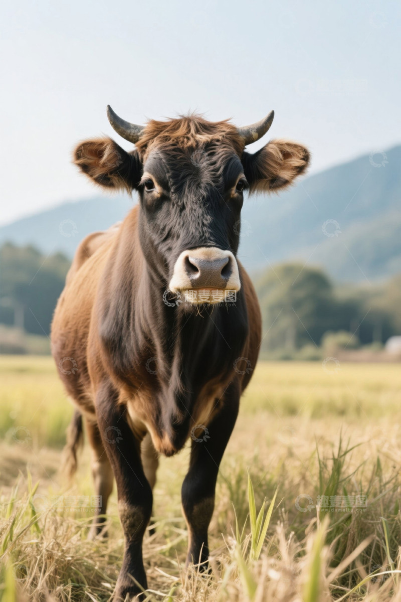 高清大图下载【趣麦麦图】田野中的牛特写