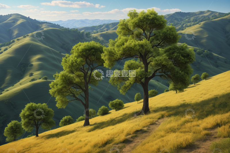 高清大图下载【趣麦麦图】山坡绿树自然风光