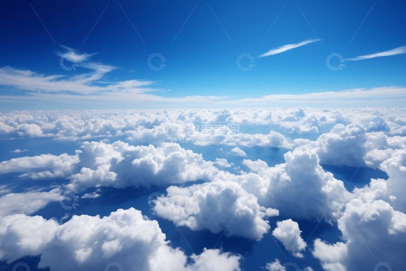 高清大图下载【趣麦麦图】高空俯瞰蓝天白云景象