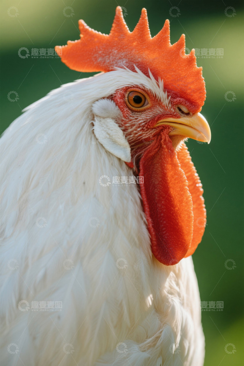 高清大图下载【趣麦麦图】白公鸡特写