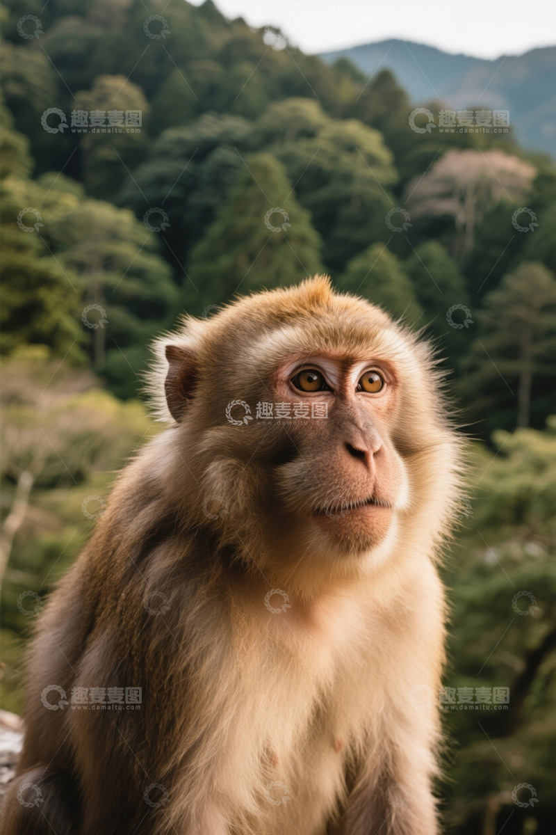 高清大图下载【趣麦麦图】山林中的猴子特写
