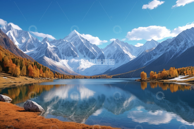 高清大图下载【趣麦麦图】雪山湖泊自然风光