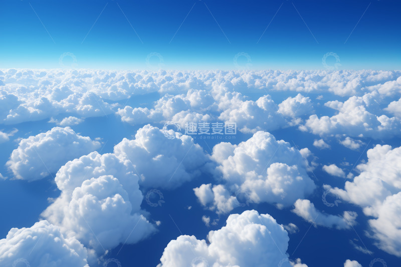 高清大图下载【趣麦麦图】高空俯瞰蓝天白云景象