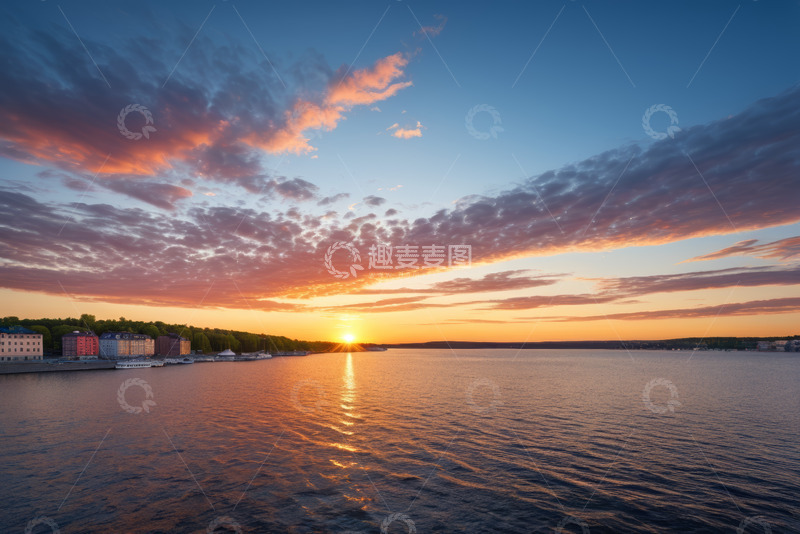高清大图下载【趣麦麦图】湖畔日落风景