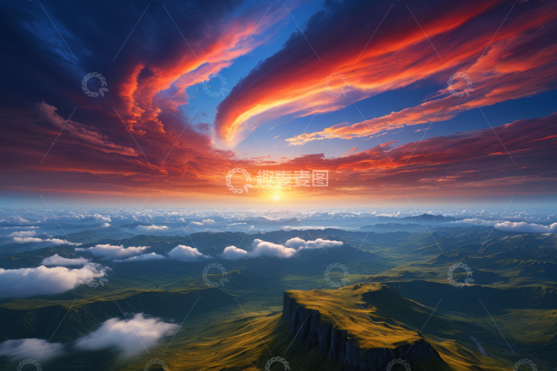 高清大图下载【趣麦麦图】壮丽云海日出自然风光
