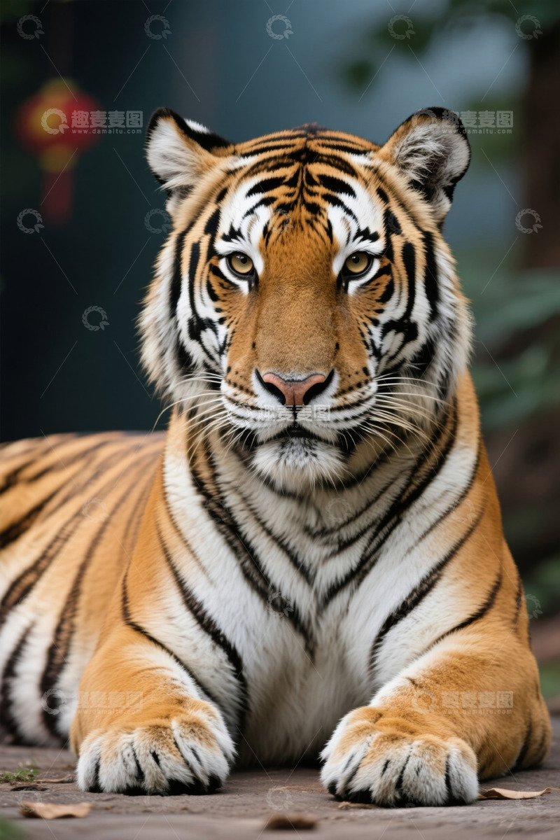 高清大图下载【趣麦麦图】趴卧的老虎特写