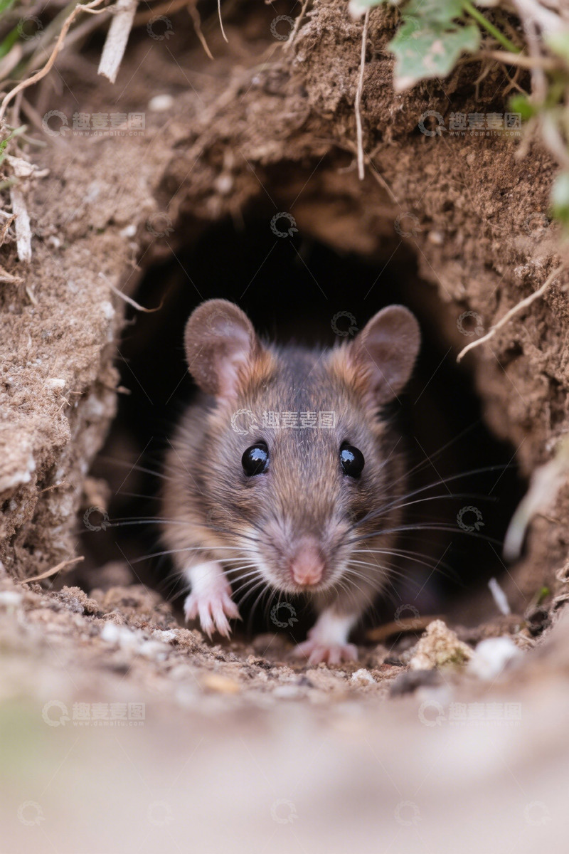 高清大图下载【趣麦麦图】洞口处的老鼠特写