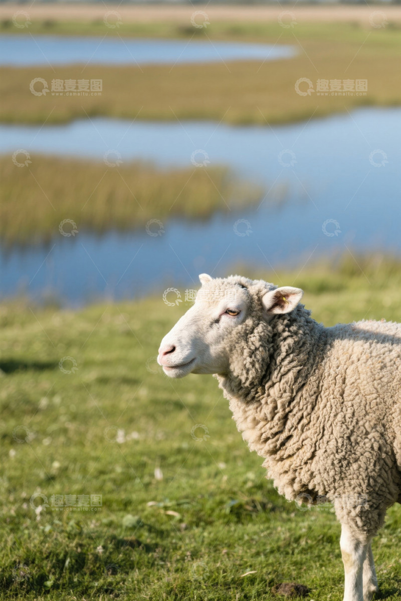 高清大图下载【趣麦麦图】草地上的绵羊与自然背景