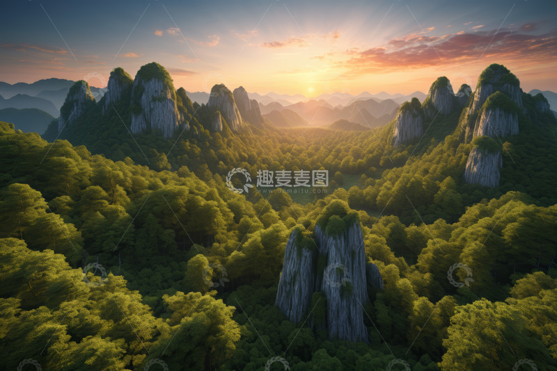 高清大图下载【趣麦麦图】山林日出自然风光