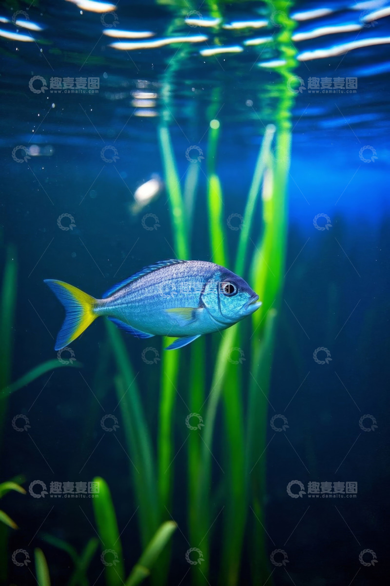 高清大图下载【趣麦麦图】水中游动的蓝色鱼类